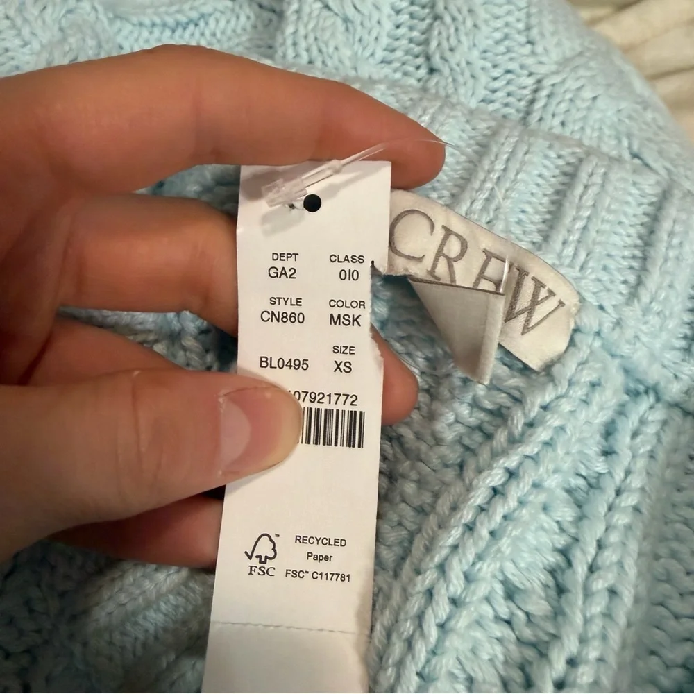 J crew midday skies blue Cable-knit crewneck sweater